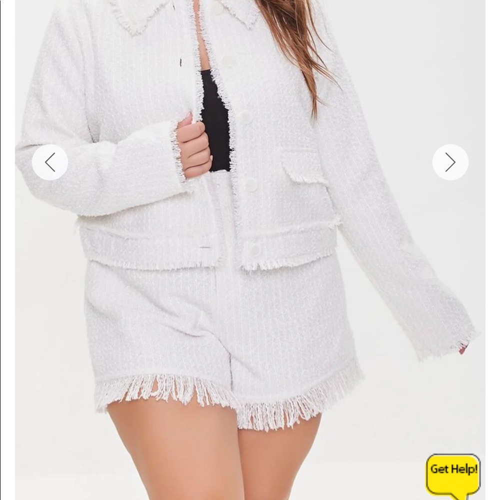 Forever21 white tweed fringe shorts size 3x new with tags